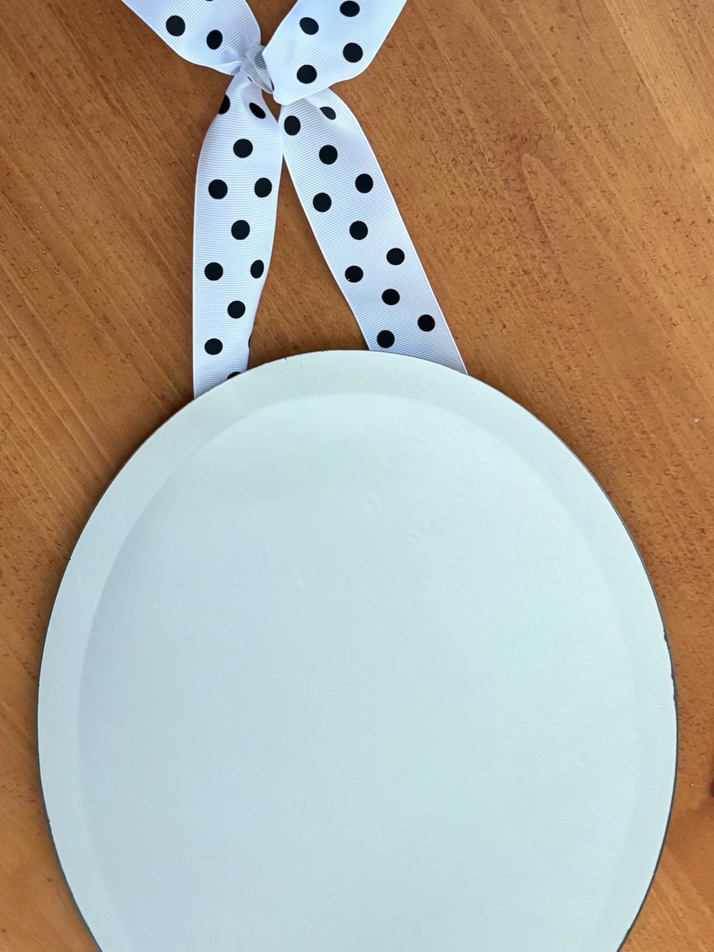 Pottery Barn Vintage Oval Hanging Mirror Polka Dot With Bow Detail